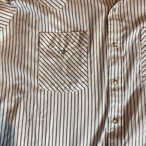 VTG WMG Western Striped Mens Button White Size XL Pearl Snap 2Pocket Long Sleeve - Picture 14 of 14